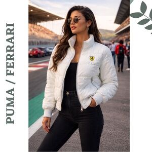 Vintage Puma Ferrari White Puffer Jacket Size Small